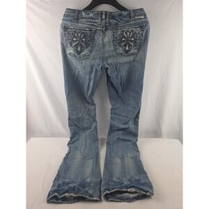 J & Company Y2K jeans bootcut Studded/Embroidered pocket Med. Wash Sz. 29/33